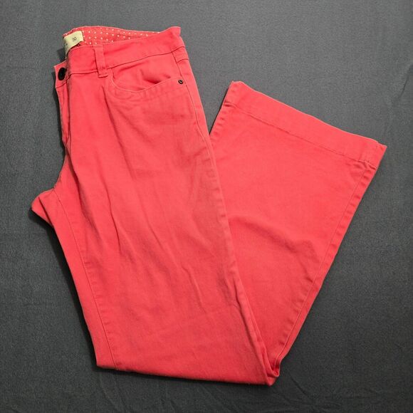LOFT Women 30 Pink Coral Regular Fit Low Rise Flare Leg Jeans - Picture 1 of 14